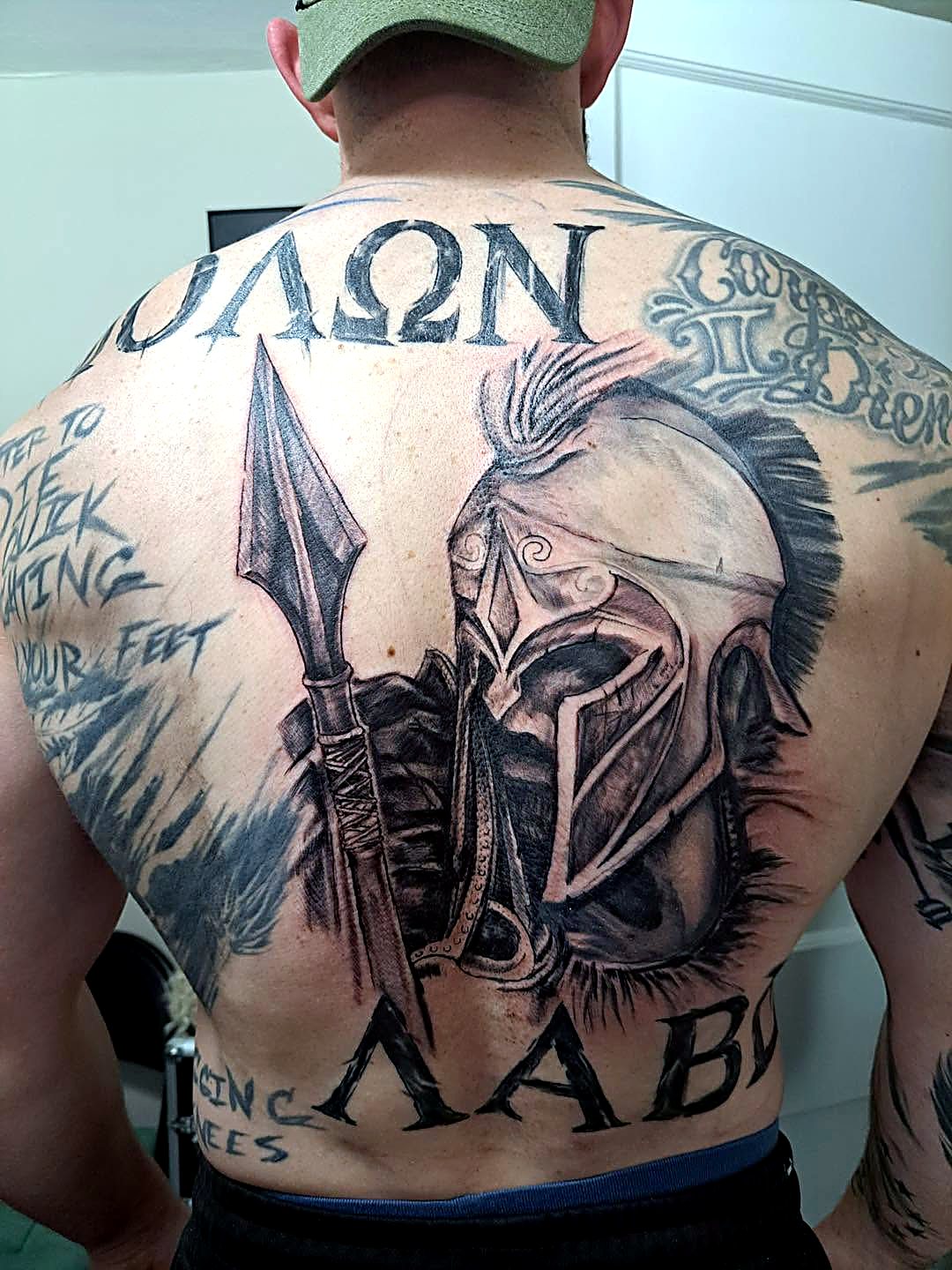 Spartan Back Piece tattoo — House of Jackalope, Mansfield OH