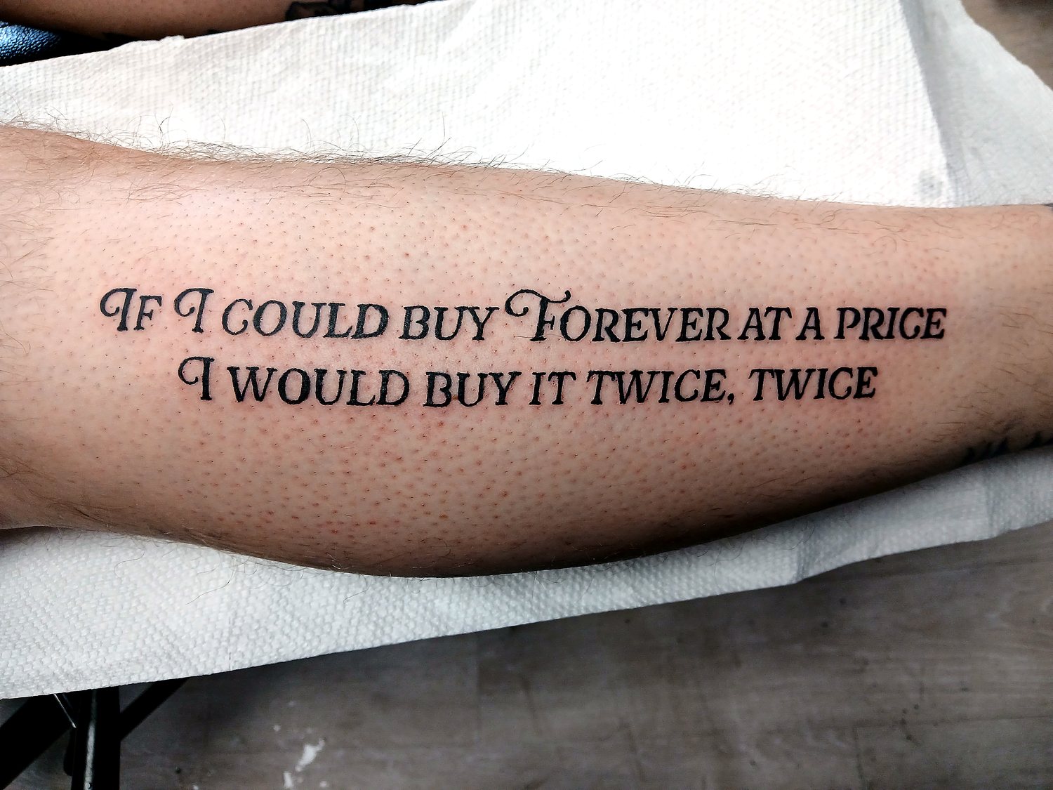 Script Quote tattoo — House of Jackalope, Mansfield OH