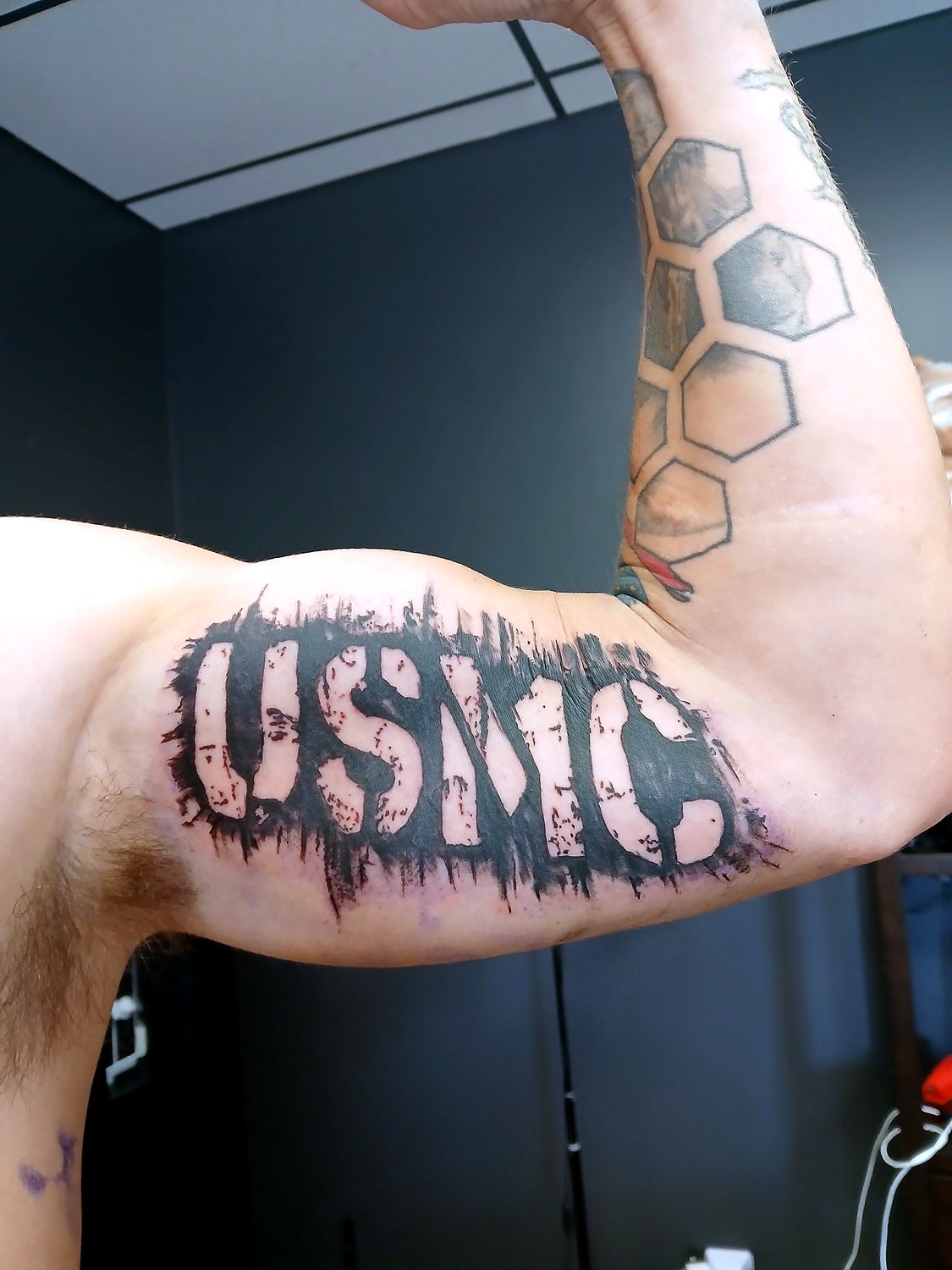 USMC Lettering tattoo — House of Jackalope, Mansfield OH