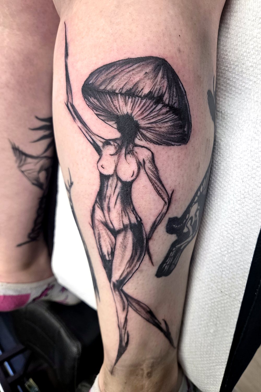 Mushroom Muse tattoo — House of Jackalope, Mansfield OH