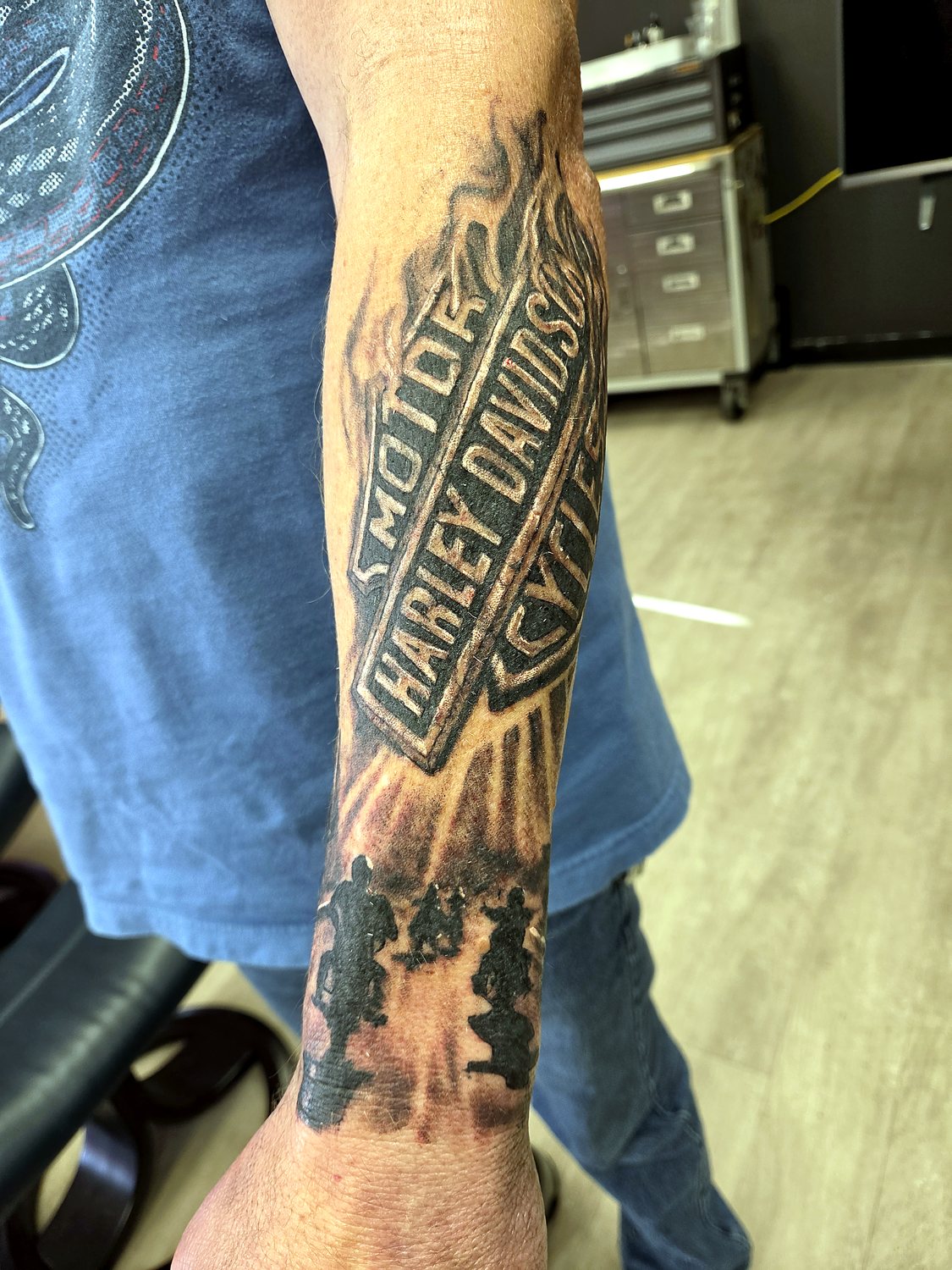 Harley-Davidson Lettering tattoo — House of Jackalope, Mansfield OH