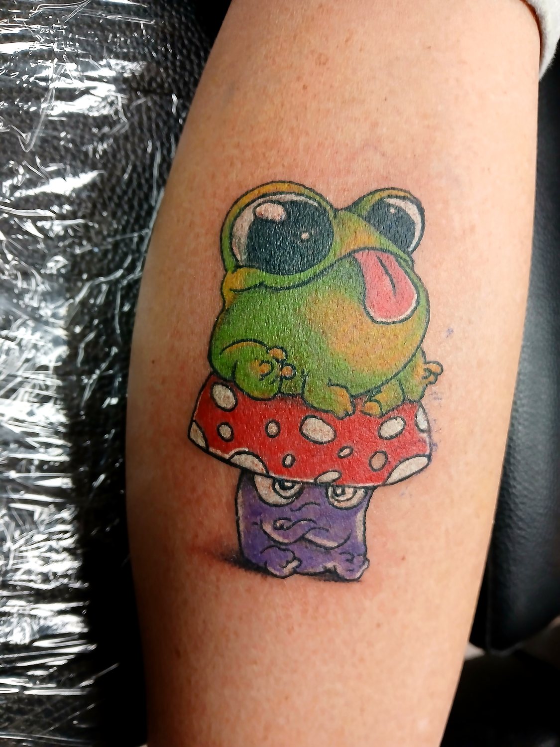 Frog & Mushroom tattoo — House of Jackalope, Mansfield OH