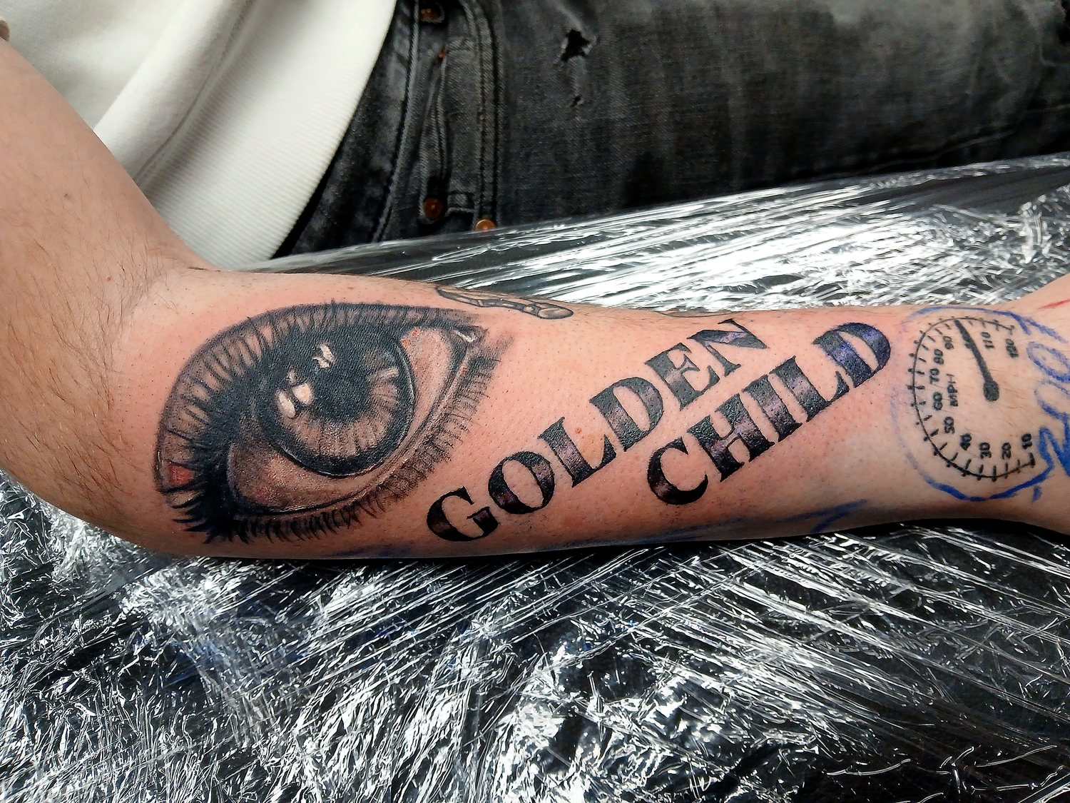 “Golden Child” Realism tattoo — House of Jackalope, Mansfield OH