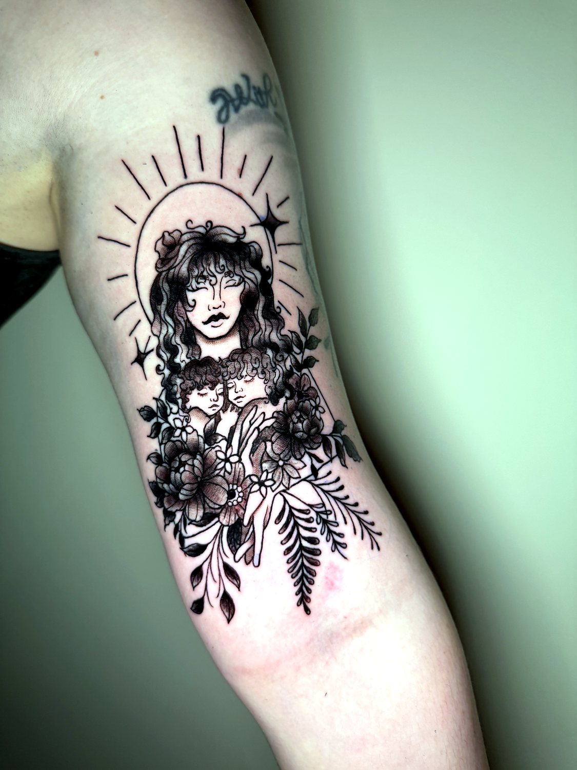Portrait & Florals tattoo — House of Jackalope, Mansfield OH