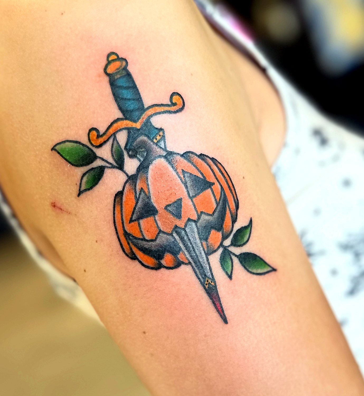 Pumpkin & Dagger tattoo — House of Jackalope, Mansfield OH