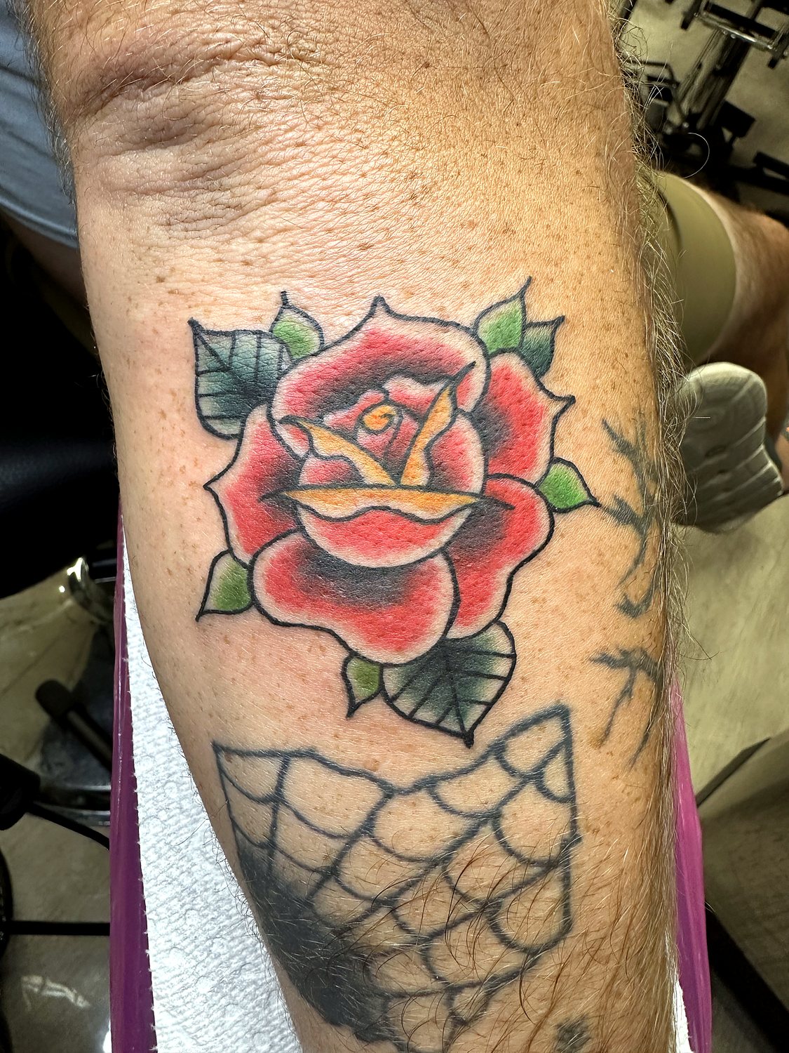 Traditional Rose tattoo — House of Jackalope, Mansfield OH
